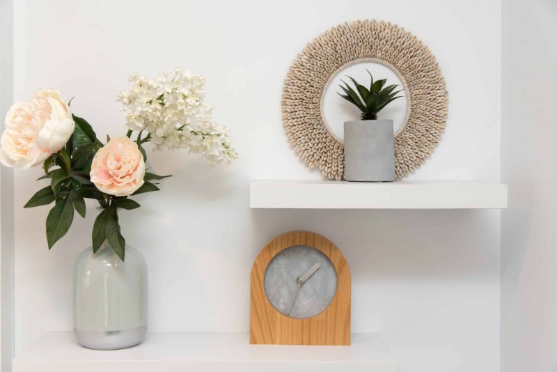 Vases and a clock